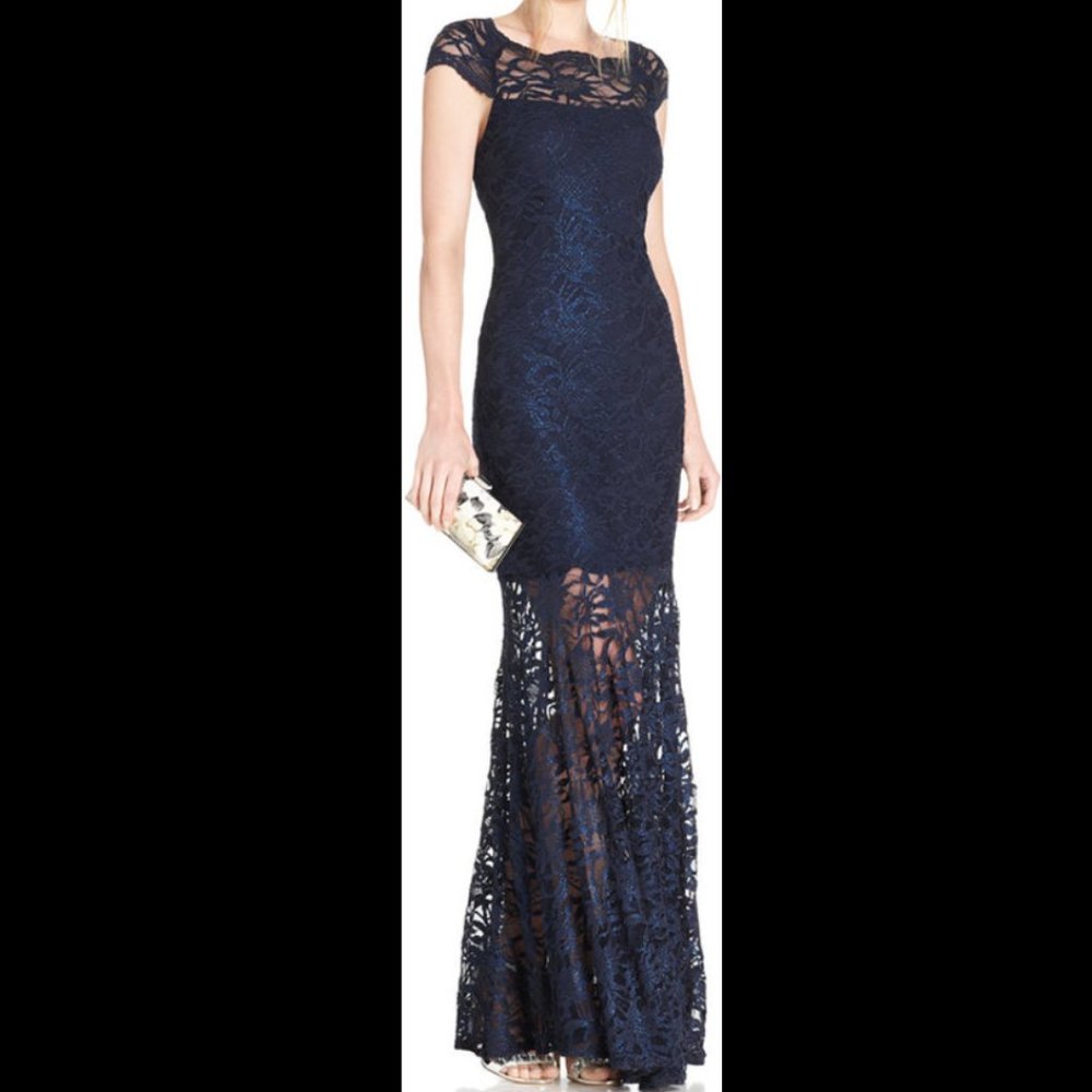Nightway Illusion Glitter Lace Mermaid Gown